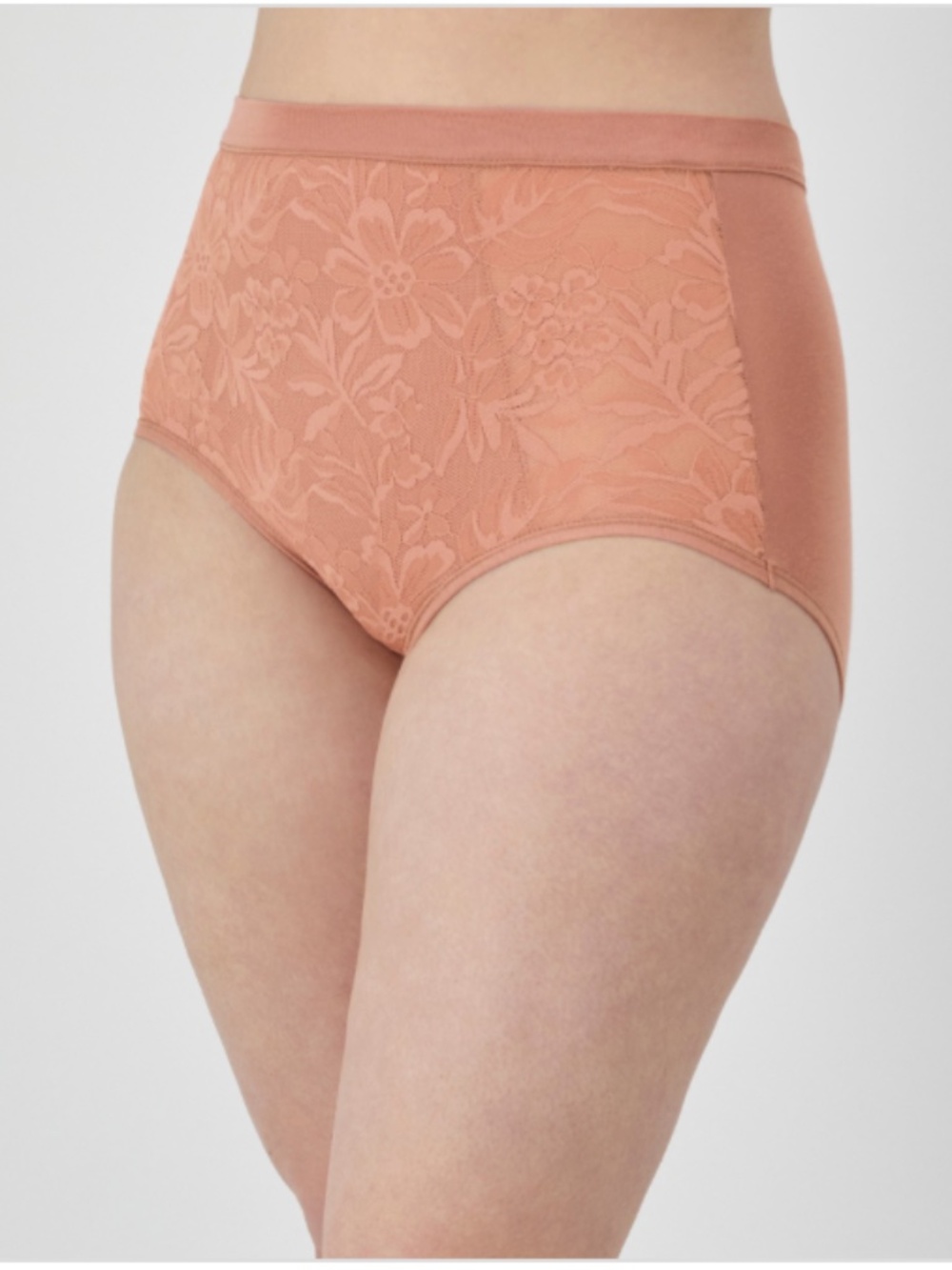 Bali Breathe Cotton Modal Lace High Rise Brief Misted Rose
